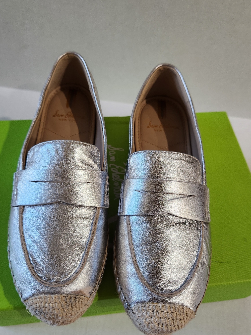 Sam Edelman Silver Metallic Penny Loafers